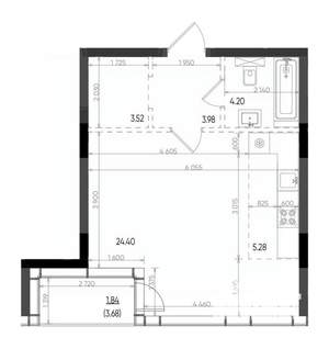 Студия квартира, вторичка, 43м2, 15/22 этаж