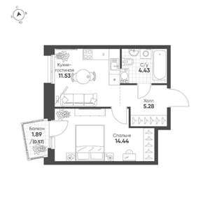1-к квартира, вторичка, 36м2, 3/19 этаж