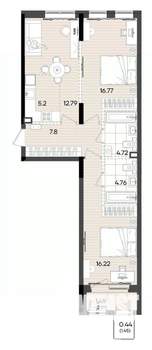 3-к квартира, вторичка, 70м2, 5/9 этаж