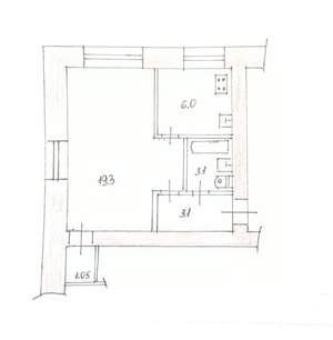1-к квартира, вторичка, 33м2, 2/5 этаж
