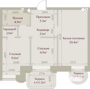 2-к квартира, вторичка, 60м2, 2/8 этаж