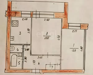 2-к квартира, вторичка, 47м2, 8/9 этаж