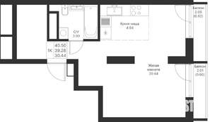1-к квартира, вторичка, 41м2, 4/24 этаж