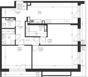 3-к квартира, вторичка, 97м2, 7/24 этаж