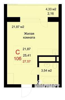 Студия квартира, строящийся дом, 28м2, 6/10 этаж