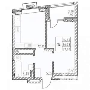 1-к квартира, вторичка, 38м2, 4/9 этаж