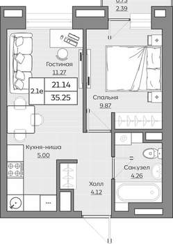 2-к квартира, вторичка, 35м2, 2/24 этаж