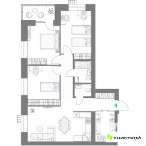 3-к квартира, вторичка, 91м2, 8/9 этаж