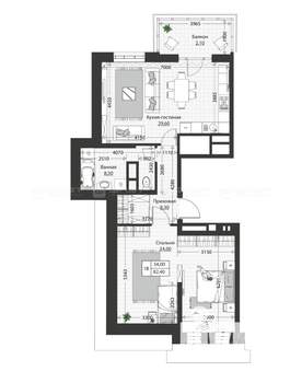 1-к квартира, строящийся дом, 82м2, 4/4 этаж