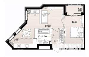 2-к квартира, вторичка, 55м2, 3/23 этаж