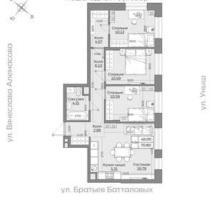 4-к квартира, вторичка, 71м2, 2/24 этаж