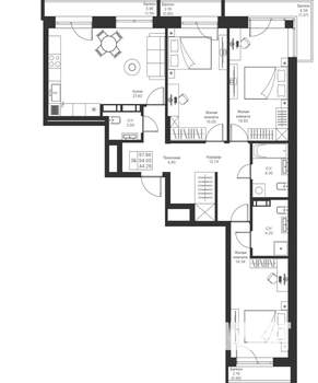 3-к квартира, вторичка, 98м2, 7/24 этаж