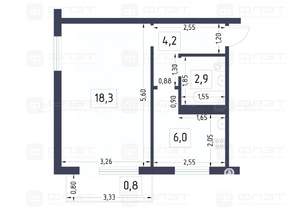 1-к квартира, вторичка, 31м2, 5/5 этаж