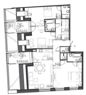 4-к квартира, вторичка, 131м2, 4/4 этаж