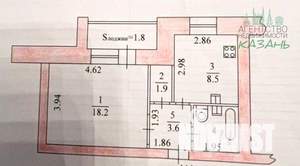 1-к квартира, вторичка, 36м2, 9/10 этаж