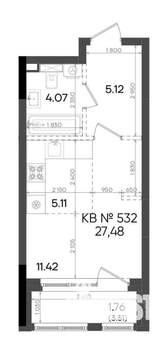 Студия квартира, вторичка, 27м2, 22/23 этаж