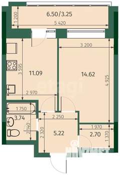 1-к квартира, вторичка, 40м2, 9/27 этаж