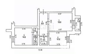 2-к квартира, вторичка, 60м2, 1/10 этаж