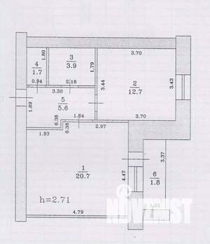 1-к квартира, вторичка, 46м2, 9/9 этаж