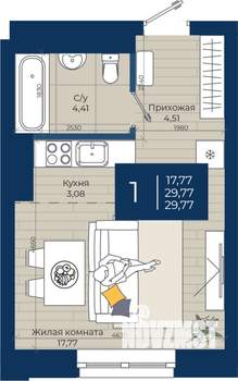 Студия квартира, вторичка, 30м2, 8/20 этаж