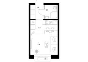 Студия квартира, вторичка, 20м2, 7/26 этаж