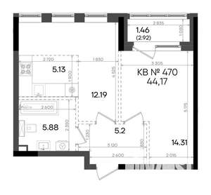 2-к квартира, вторичка, 44м2, 17/23 этаж