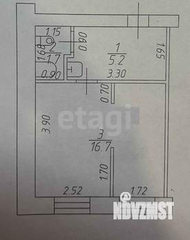 1-к квартира, вторичка, 25м2, 1/5 этаж