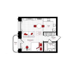 Студия квартира, вторичка, 41м2, 7/25 этаж