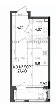 1-к квартира, вторичка, 27м2, 20/23 этаж