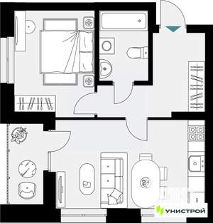 1-к квартира, вторичка, 45м2, 6/18 этаж