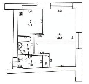 1-к квартира, вторичка, 31м2, 1/5 этаж
