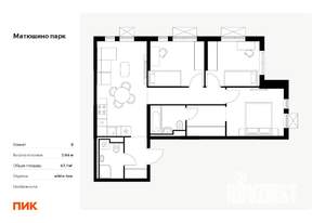 3-к квартира, вторичка, 67м2, 22/22 этаж