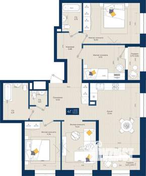 4-к квартира, вторичка, 104м2, 20/20 этаж