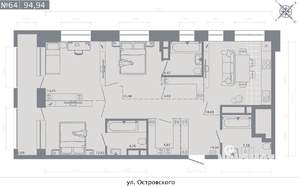 3-к квартира, строящийся дом, 95м2, 5/8 этаж