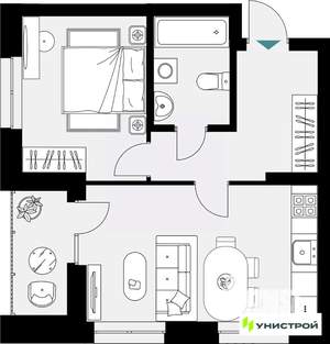 1-к квартира, вторичка, 45м2, 3/18 этаж