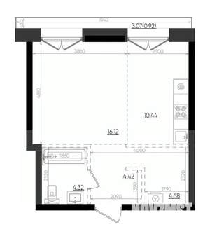 Студия квартира, вторичка, 41м2, 4/19 этаж