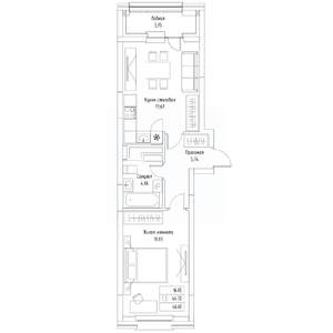 1-к квартира, вторичка, 47м2, 8/9 этаж