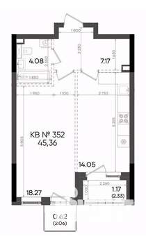 1-к квартира, вторичка, 45м2, 6/23 этаж