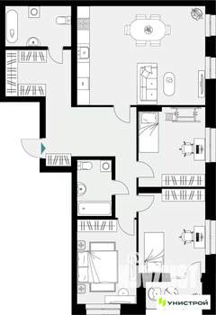 3-к квартира, вторичка, 107м2, 8/18 этаж