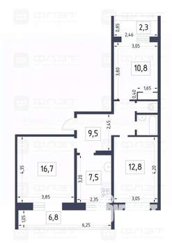 3-к квартира, вторичка, 62м2, 1/9 этаж