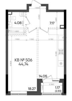 1-к квартира, вторичка, 45м2, 20/23 этаж