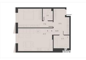 1-к квартира, вторичка, 66м2, 2/5 этаж