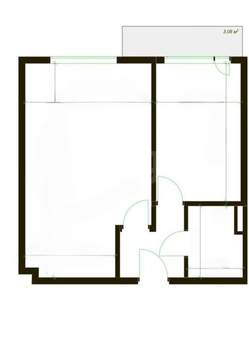 1-к квартира, вторичка, 32м2, 1/3 этаж