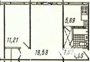 2-к квартира, вторичка, 46м2, 1/5 этаж