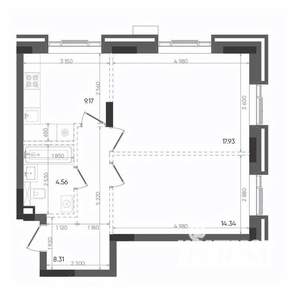 2-к квартира, вторичка, 54м2, 18/22 этаж