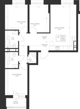 3-к квартира, вторичка, 80м2, 7/23 этаж