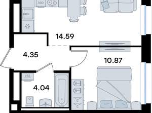 1-к квартира, вторичка, 34м2, 5/10 этаж