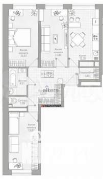 3-к квартира, вторичка, 72м2, 13/25 этаж