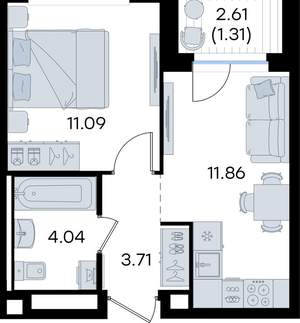 1-к квартира, вторичка, 32м2, 6/8 этаж