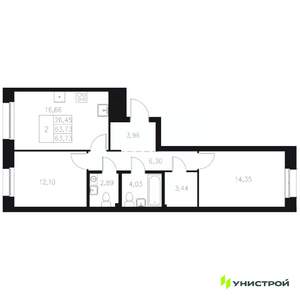 2-к квартира, вторичка, 64м2, 2/8 этаж